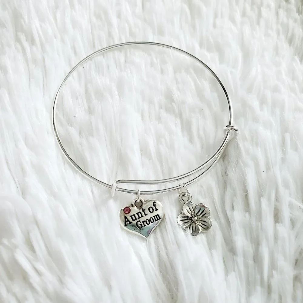 Aunt of Groom Wedding Charm Bracelet, Wedding Jewelry
